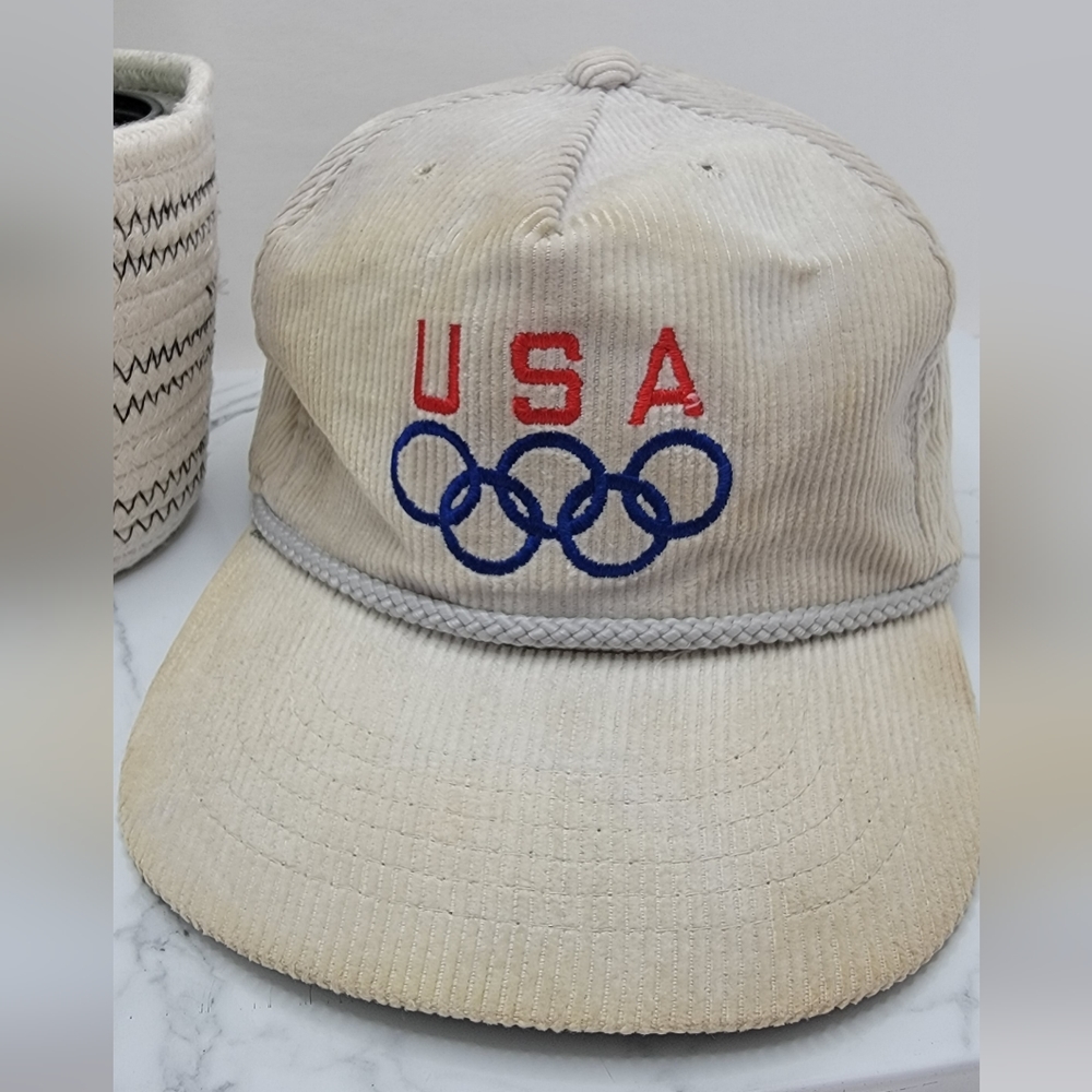 American Vintage | USA Olympics grey distressed corduroy adjustable hat | unisex - Picture 2 of 9